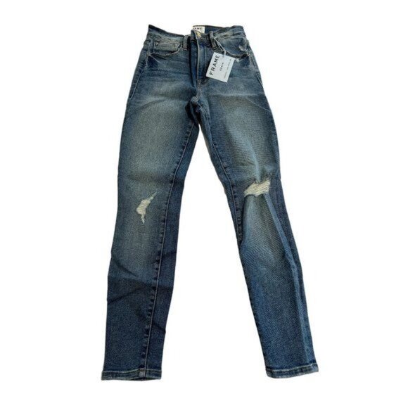 FRAME Ali High Rise Cigarette Jeans in Blue
